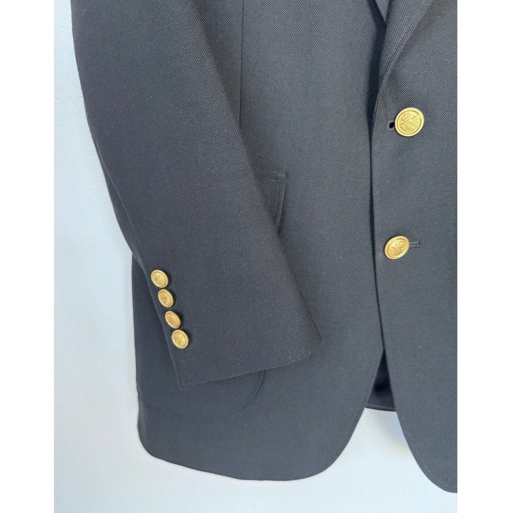 Arnold Palmer Blazer Sport Coat Men‎ 39R Textured Black Gold Crest Buttons - Picture 3 of 13